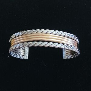 Tahe Navajo Sterling‎ and 12KGF Cuff Bracelet